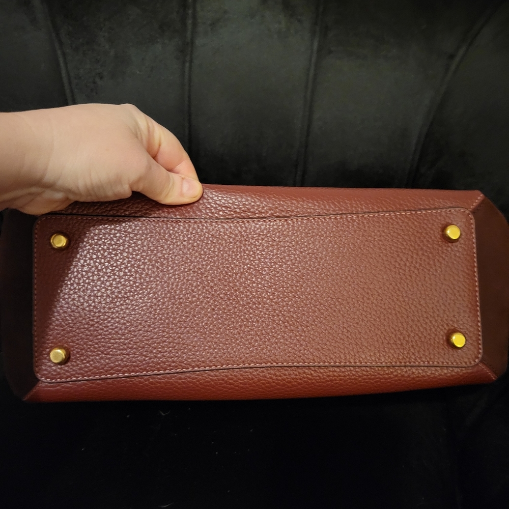 ***SOLD****Coach Shay Shoulder Bag With Snakeskin Detail - Brass/Wine - Picture 6 of 11